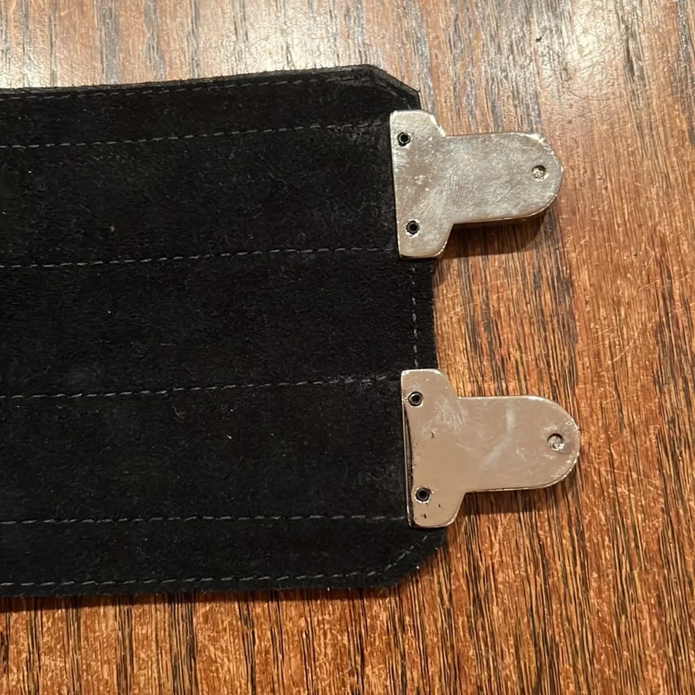Leatherock Vintage Wide Patent Leather Belt With Elastic At Back 2 Snap Buckles